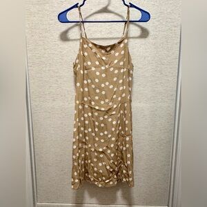 Mango Tan Polka Dot Midi Dress